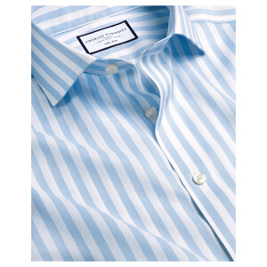 Charles Tyrwhitt Cutaway Collar Non-Iron Twill Wide Stripe Shirt